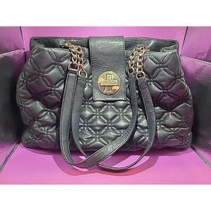 Kate Spade Whitaker Place Elena Quilted Black Leather Large Bag Gold Chain Glam